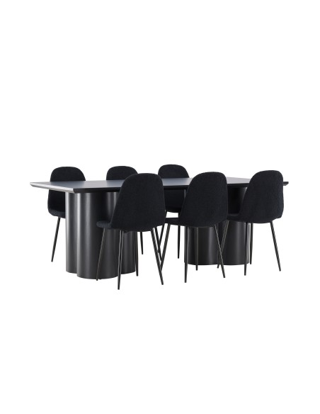 Matgrupp Olivia med Polar matstolar, 210 × 100 cm