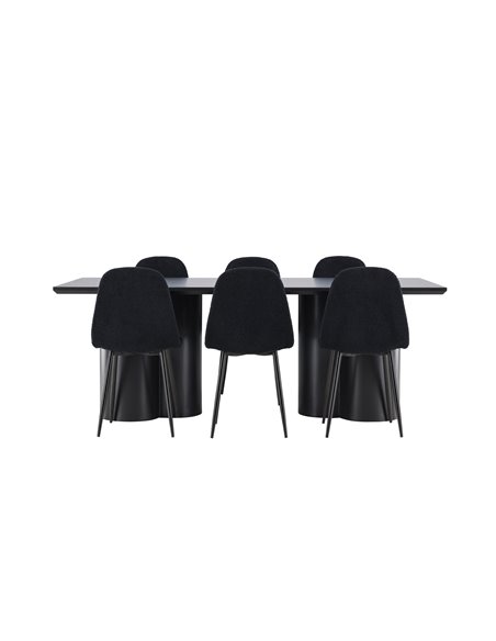 Matgrupp Olivia med Polar matstolar, 210 × 100 cm