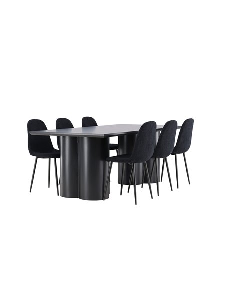 Matgrupp Olivia med Polar matstolar, 210 × 100 cm