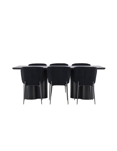Matgrupp Olivia med Modesto matstolar, 210 × 100 cm
