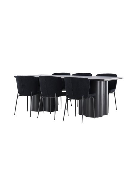 Matgrupp Olivia med Modesto matstolar, 210 × 100 cm