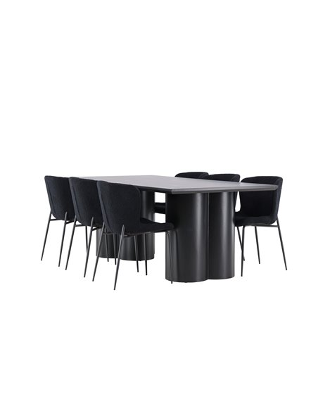 Matgrupp Olivia med Modesto matstolar, 210 × 100 cm