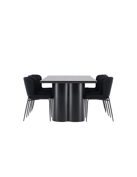 Matgrupp Olivia med Modesto matstolar, 210 × 100 cm