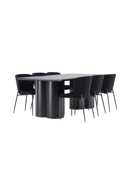 Matgrupp Olivia med Modesto matstolar, 210 × 100 cm