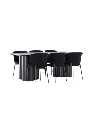 Matgrupp Olivia med Modesto matstolar, 210 × 100 cm