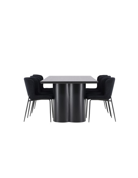 Matgrupp Olivia med Modesto matstolar, 210 × 100 cm