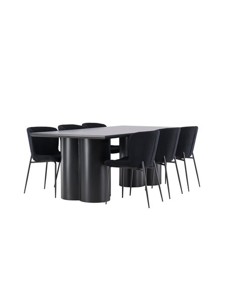 Matgrupp Olivia med Modesto matstolar, 210 × 100 cm