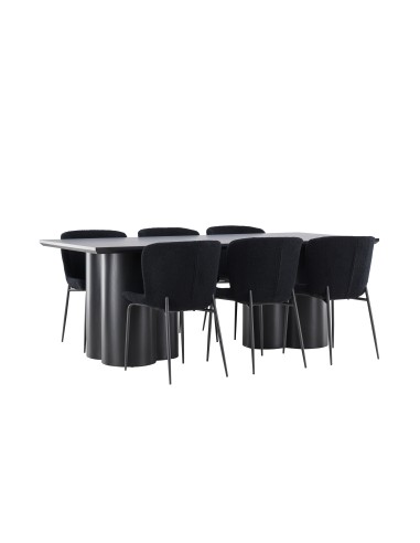 Matgrupp Olivia med Modesto matstolar, 210 × 100 cm