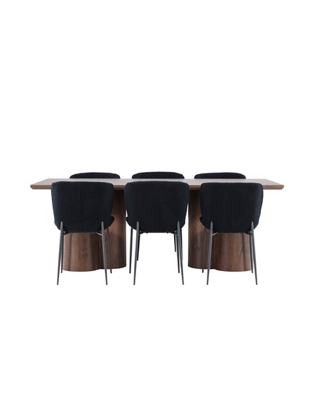 Matgrupp Olivia med Modesto matstolar, 210 × 100 cm