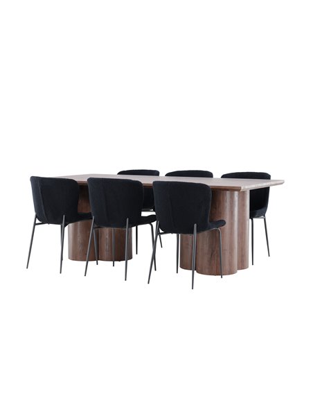 Matgrupp Olivia med Modesto matstolar, 210 × 100 cm