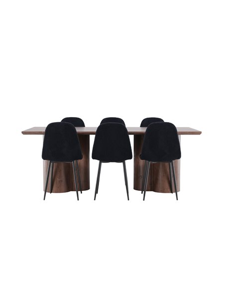Matgrupp Olivia med Polar matstolar, 210 × 100 cm