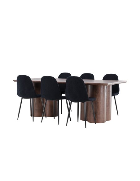 Matgrupp Olivia med Polar matstolar, 210 × 100 cm