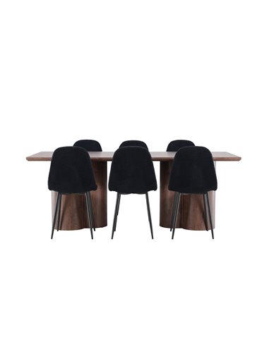 Matgrupp Olivia med Polar matstolar, 210 × 100 cm