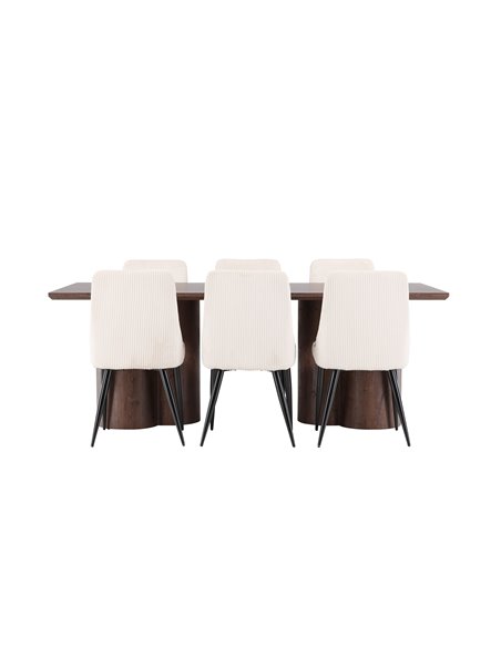 Matgrupp Olivia med Leone matstolar, 210 × 100 cm