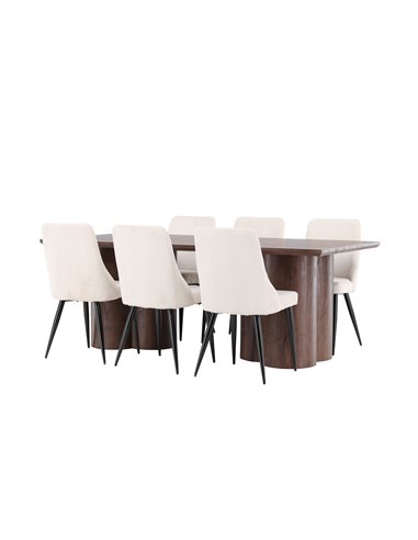 Matgrupp Olivia med Leone matstolar, 210 × 100 cm