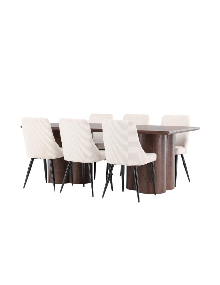 Matgrupp Olivia med Leone matstolar, 210 × 100 cm