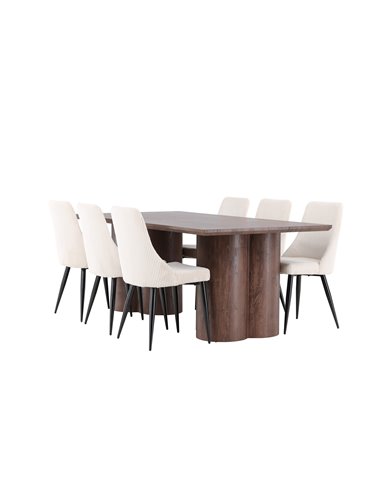 Matgrupp Olivia med Leone matstolar, 210 × 100 cm