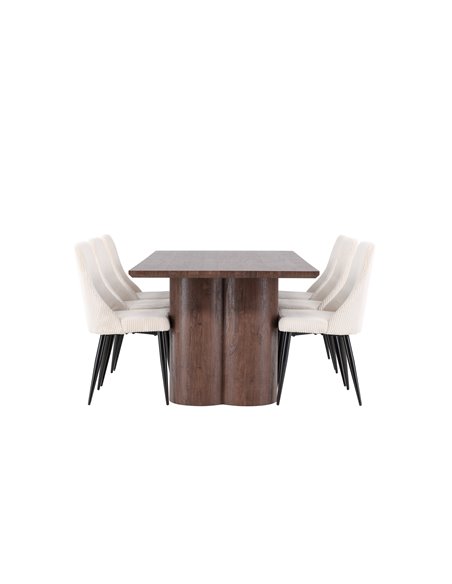 Matgrupp Olivia med Leone matstolar, 210 × 100 cm