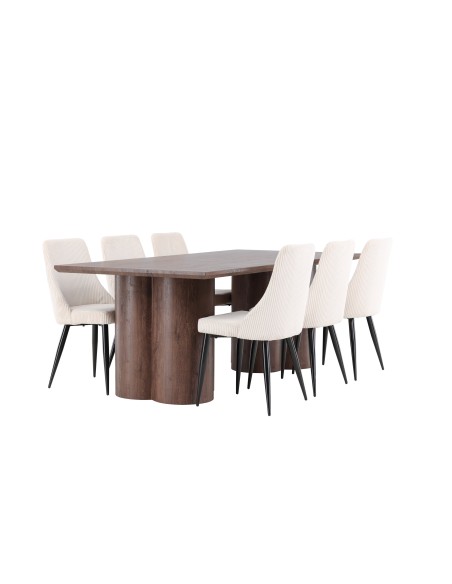 Matgrupp Olivia med Leone matstolar, 210 × 100 cm