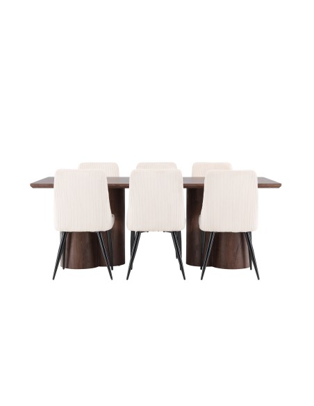 Matgrupp Olivia med Leone matstolar, 210 × 100 cm