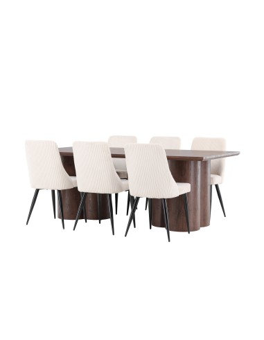 Matgrupp Olivia med Leone matstolar, 210 × 100 cm