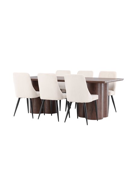 Matgrupp Olivia med Leone matstolar, 210 × 100 cm