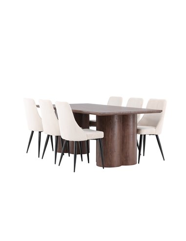 Matgrupp Olivia med Leone matstolar, 210 × 100 cm