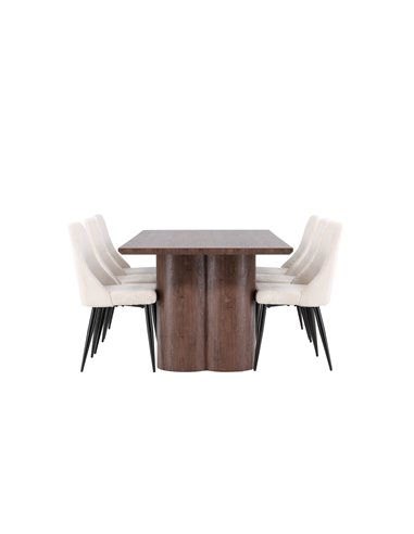 Matgrupp Olivia med Leone matstolar, 210 × 100 cm
