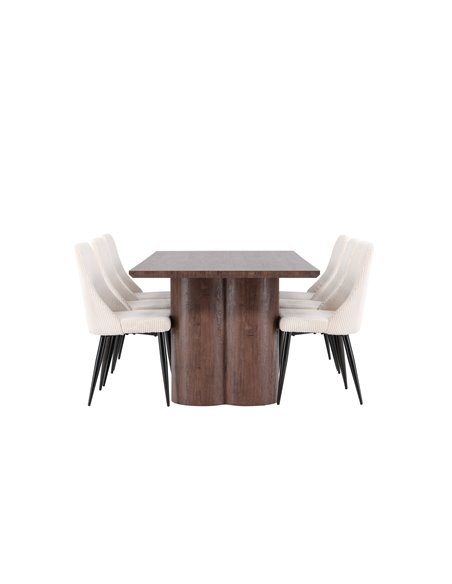 Matgrupp Olivia med Leone matstolar, 210 × 100 cm