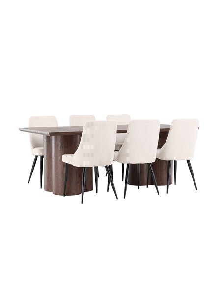 Matgrupp Olivia med Leone matstolar, 210 × 100 cm