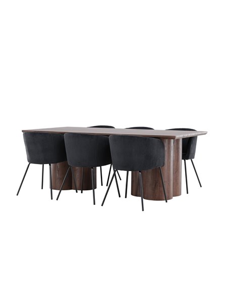 Matgrupp Olivia med Berit matstolar, 210 × 100 cm