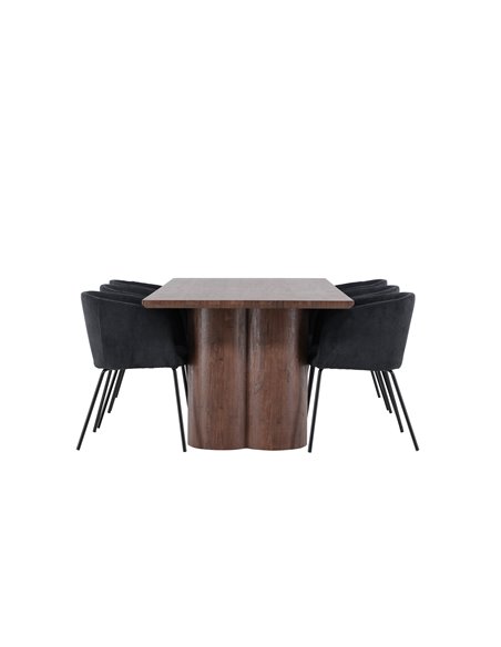 Matgrupp Olivia med Berit matstolar, 210 × 100 cm