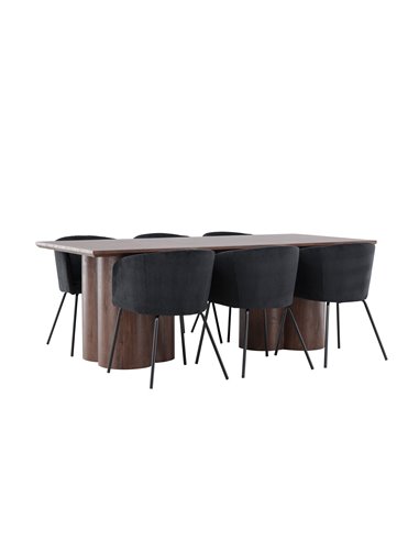 Matgrupp Olivia med Berit matstolar, 210 × 100 cm