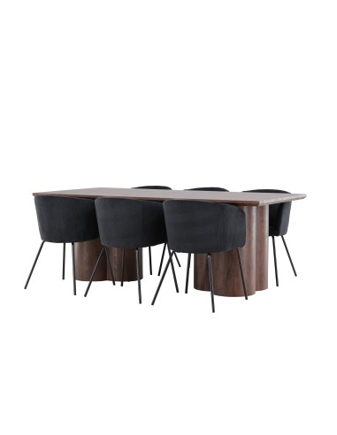 Matgrupp Olivia med Berit matstolar, 210 × 100 cm
