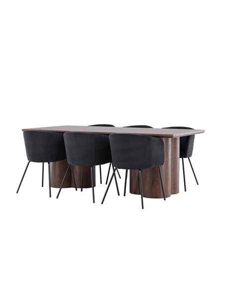 Matgrupp Olivia med Berit matstolar, 210 × 100 cm