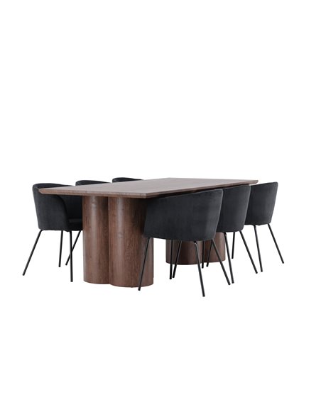 Matgrupp Olivia med Berit matstolar, 210 × 100 cm