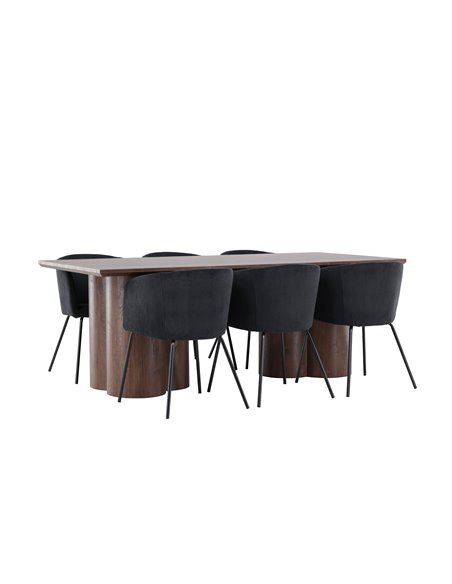 Matgrupp Olivia med Berit matstolar, 210 × 100 cm