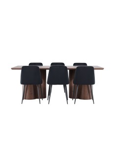 Matgrupp Olivia med Night matstolar, 210 × 100 cm