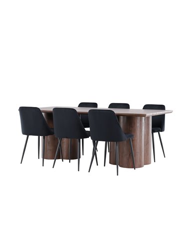 Matgrupp Olivia med Night matstolar, 210 × 100 cm