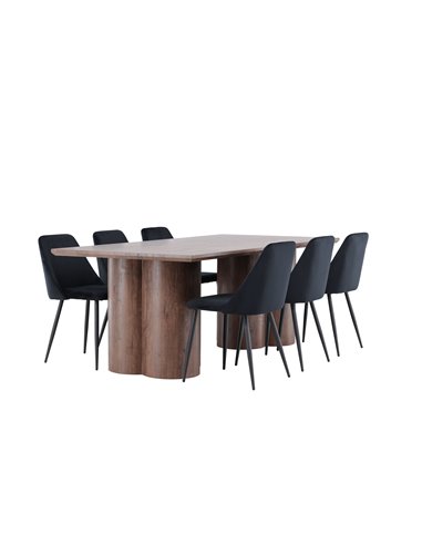 Matgrupp Olivia med Night matstolar, 210 × 100 cm