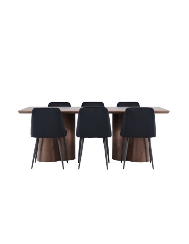 Matgrupp Olivia med Night matstolar, 210 × 100 cm