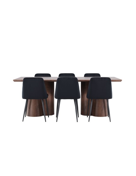 Matgrupp Olivia med Night matstolar, 210 × 100 cm