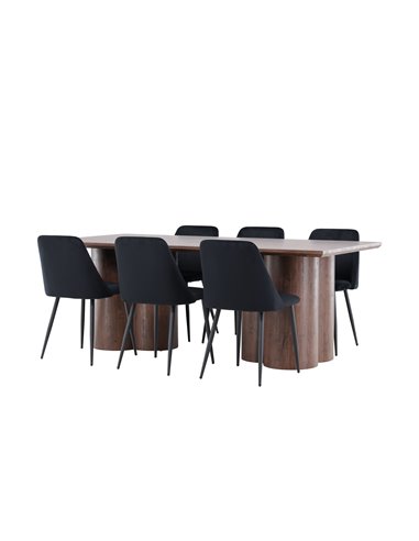 Matgrupp Olivia med Night matstolar, 210 × 100 cm