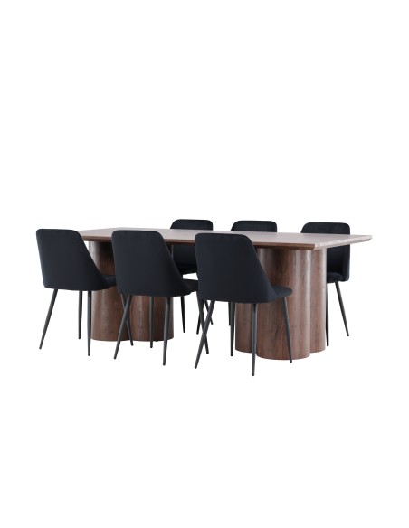 Matgrupp Olivia med Night matstolar, 210 × 100 cm