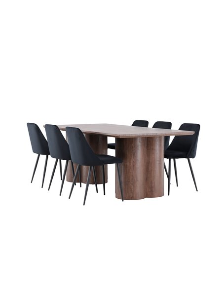 Matgrupp Olivia med Night matstolar, 210 × 100 cm