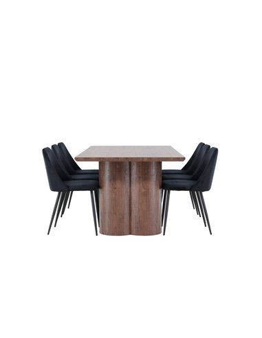 Matgrupp Olivia med Night matstolar, 210 × 100 cm