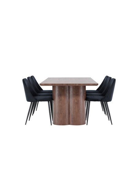 Matgrupp Olivia med Night matstolar, 210 × 100 cm
