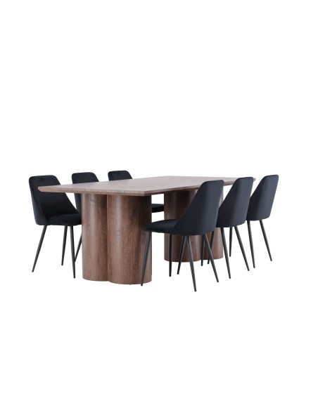 Matgrupp Olivia med Night matstolar, 210 × 100 cm