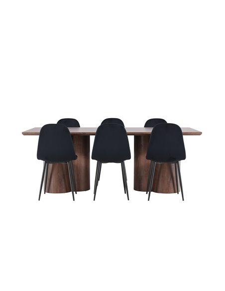 Matgrupp Olivia med Polar matstolar, 210 × 100 cm