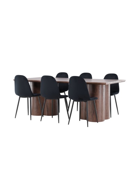 Matgrupp Olivia med Polar matstolar, 210 × 100 cm